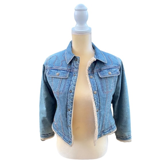 Vintage Italian Designer Girls Sz 128 / US size 7-8 Denim Jean Jacket - Picture 2 of 11